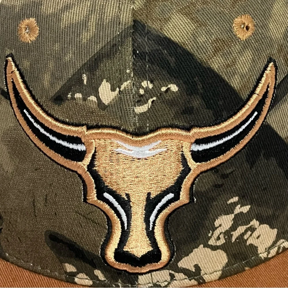 Top Level Bullhead Longhorn SnapBack‎ Cap Camo Embroidered Flat Bill